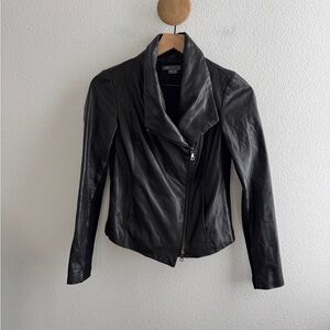 Vince Scuba Black Leather Jacket